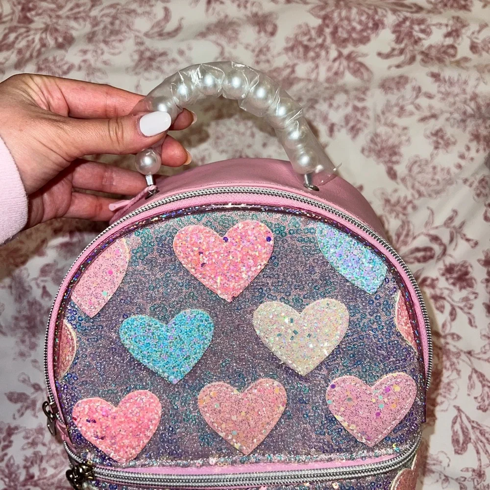 Miss Gwen’s OMG Accessories Pink Sequin Hearts Girls Small Backpack
